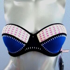 Victorias Secret Nwt Surf Crochet Flirt Strapless Bandeau Blue Bikini Top 32B